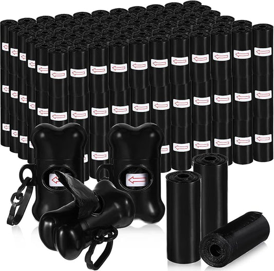 Teling 3000 Count Dog Poop Bags Pet Waste Bags for Poop with 3 Dispensers for Home, Outdoor, Puppy Walking, and Travel, 12 x 8.6 Inch(Black)