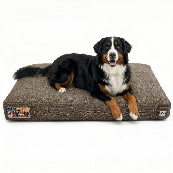 Sytopia 47 Inch Durable Dog Beds for XXL Dogs, Waterproof Pet Crate Pad with Machine Washable Removable Cover, Great for Indoor, Outdoor, Crate, Patio Use, Brown