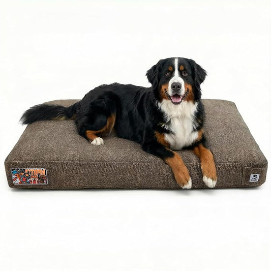 Sytopia 47 Inch Durable Dog Beds for XXL Dogs, Waterproof Pet Crate Pad with Machine Washable Removable Cover, Great for Indoor, Outdoor, Crate, Patio Use, Brown