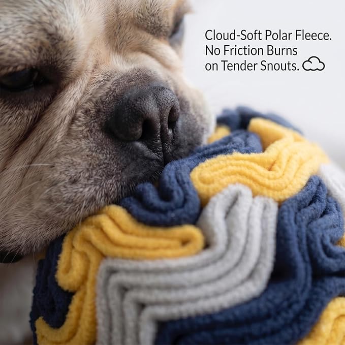 Snuffle Ball for Dogs - Soft Polar Fleece Interactive Puzzle Toy for Mental Stimulation & Boredom - Safe, Plastic-Free Foraging Game & Slow Feeder to Keep Pets Busy Indoors