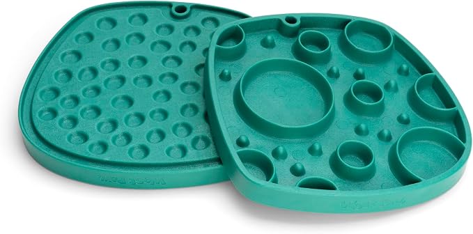 West Paw Seaflex Bubbles Feast Mat – All-in-One, Slow Feeder, Lick Mat – Encourages Foraging & Food Exploration - Engages Picky Eaters & Slow Feeding - Versatile – Easy to Clean, Non-Toxic - Kelp