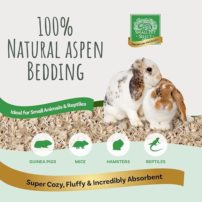 Small Pet Select Premium Natural Aspen Bedding, Animal Bedding for Small Indoor and Outdoor Pets, Made in the USA, Jumbo Size 141 L Pack