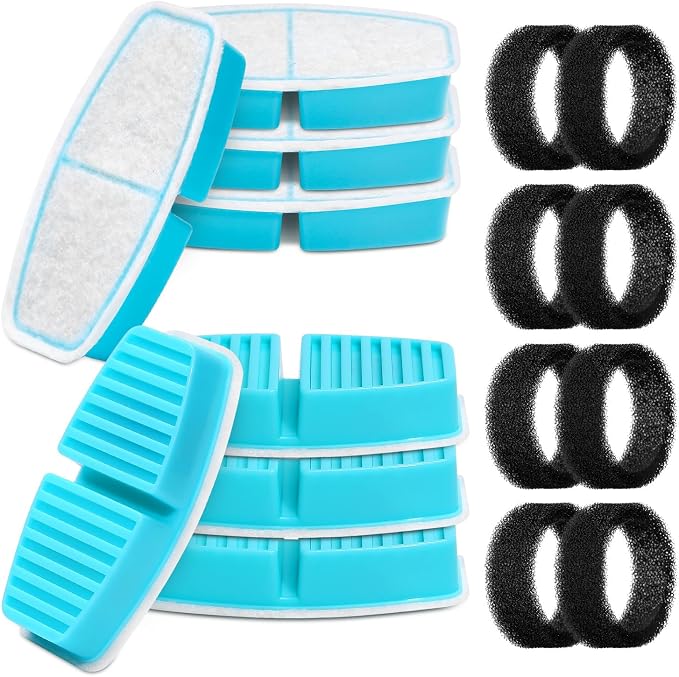 FOFNON Cat Water Fountain with 16 Filters, Including 8 Pieces of Filters + 8 Pieces Sponges