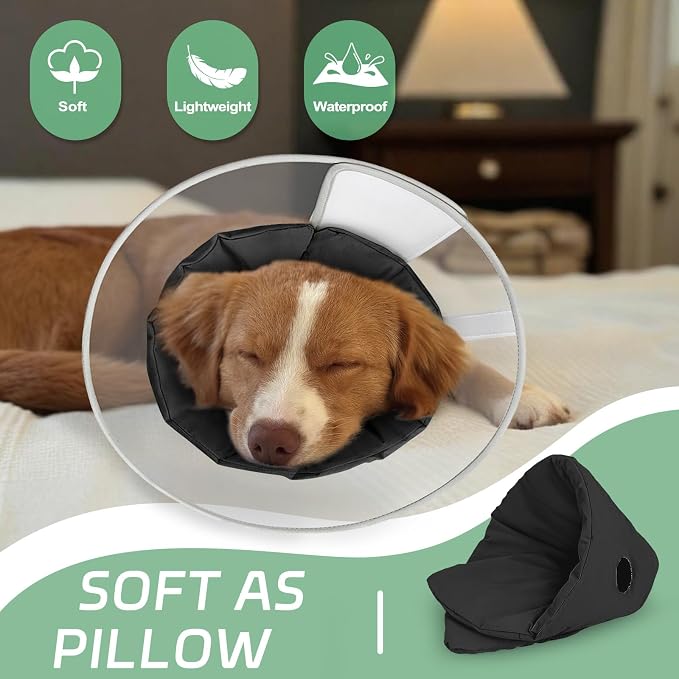 Dog Cone Collar for Recovery: Soft Elizabethan Collar Alternative to Stop Licking, Adjustable Pet Cone for Large, Medium, Small Dogs, for Surgery, Spay, Injury, Skin Treatment (L)