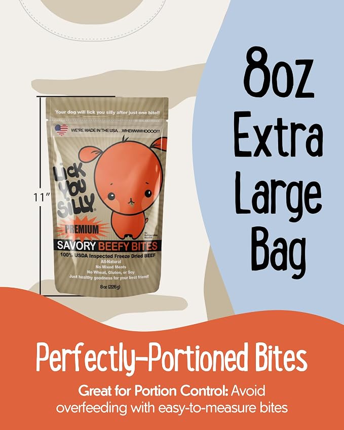 Lick You Silly Freeze-Dried Beef Liver Dog Treats | High-Protein Training Snacks for Dogs & Puppies | Grain-Free Pet Treats for Small, Medium, & Large Breeds | Made in the USA