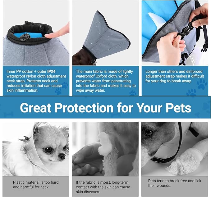 Dog Cone Collar for Dogs After Surgery Extra Long, Adjustable Comfy Dog Elizabethan Pet Collar Cone for Large Dogs Anti-Lick Protective Wound