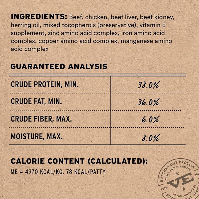 Vital Essentials Freeze Dried Cat Food, Raw Beef & Chicken Mini Patties | Complete Meal or Topper | Easy to Portion and Rehydrate | High Protein, Grain Free Dry Cat Food | 15 oz Bag