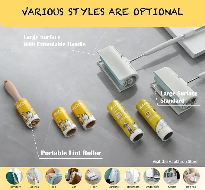 Extra Sticky Lint Roller Refills for Evercare Pet Hair Lint Rollers, 800 Easy Tear Sheets, Fits 4" Rollers (1 1/2" Core), Cat & Dog Hair Remover for Furniture Clothing & Cars(Pack of 8)