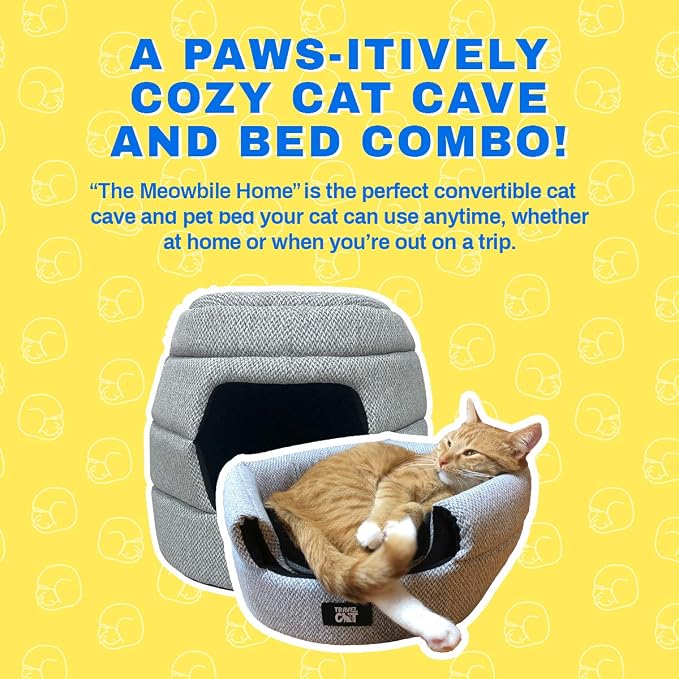 Fat Cat Backpack Carrier & Collapsible Hideaway Cat Bed Set – Airline Approved Carrier with Space Capsule Window and Cozy, Convertible Cat Cave for Travel and Home