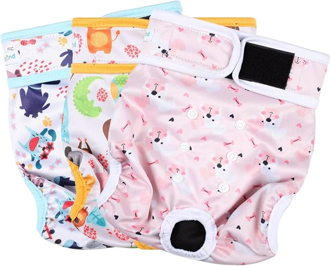 Paw Legend Washable Reusable Female Dog Period Diapers for Heat Doggie Puppy Diapers for Female Dogs (3 Pack, Large)