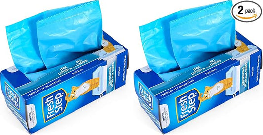 Fresh Step Drawstring Cat Litter Box Liners, Scented Heavy Duty Kitty Litter Bags for Large Oval or Rectangle Pans, Helps Contain Odor and Mess, Easy Lift Out Cleanup, 30 x 17 in, 7 Count (Pack of 2)