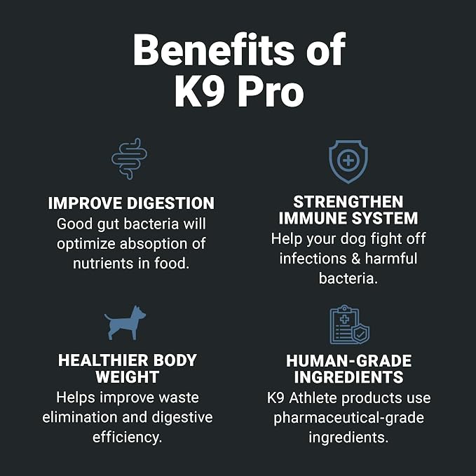 K9 Athlete - K9 Pro | Dog Probiotic Powder - Dog Probiotics and Digestive Enzymes - Anti-Diarrhea K9 Nutritional Supplement - Canine Probiotic for K9 Digestive Support - Probiotics for Canines