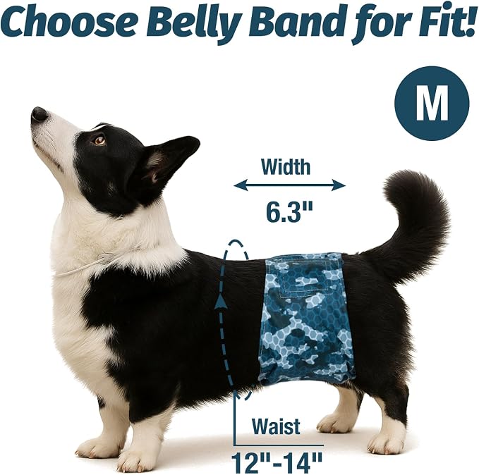 Pet Soft Dog Belly Band - 3 Packs Reusable Dog Diapers Male Dog Diapers Belly Wraps - Washable Dog Belly Bands for Male Dogs (Army, M)
