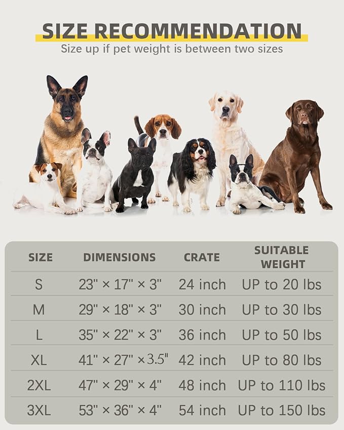NUPIDA Orthopedic Dog Beds Large Sized Dog Waterproof Pet Bed for Crate,with Removable Washable Cover and Non-Slip Bottom, 35x23 Inch, Brown