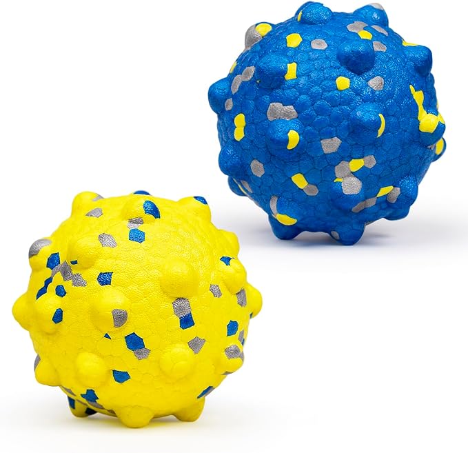 Moonorange Dog Tennis Balls for Aggressive Chewers, Indestructible Durable Bouncy Interactive Toy for Dogs Fetch Game Lightweight Floating Outdoor Training(Yellow+Blue Large)