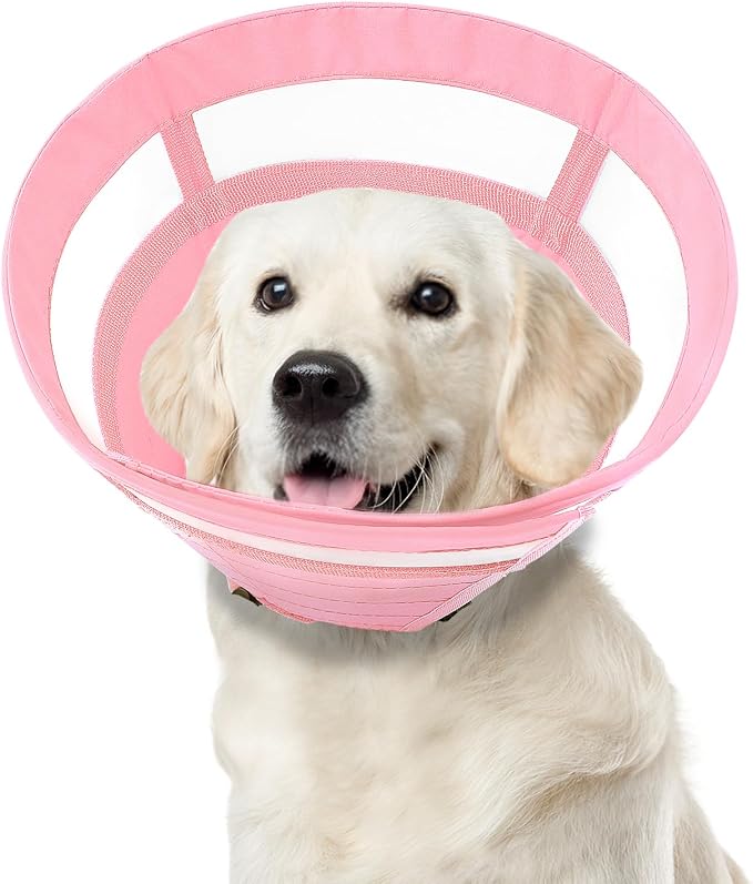 ASENKU Dog Cone Collar, Soft Adjustable Cone for Dogs to Stop Licking, Lightweight Recovery Dog Cone After Surgery, Pet E-Collar for Small, Medium & Large Dogs (Pink, M)