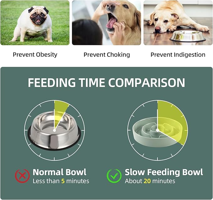Havniva 9.5” Raised Slow Feeder Dog Bowls Set, 3.2 Cups Ceramic Slow Feeder Dog Bowl and 8.2” Dog Water Bowl with Elevated Wooden Stand Puzzle Dog Food Bowl for Large Dogs Anti-Gulping & Anti-Choking