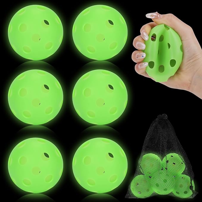 Coopay 3/6/12 Pack Practice Balls Glow in The Dark Baseballs Plastic Soft Baseballs with Drawstring Bag for Indoor Outdoor Night Training, Backyard Games Batting Hitting Softballs
