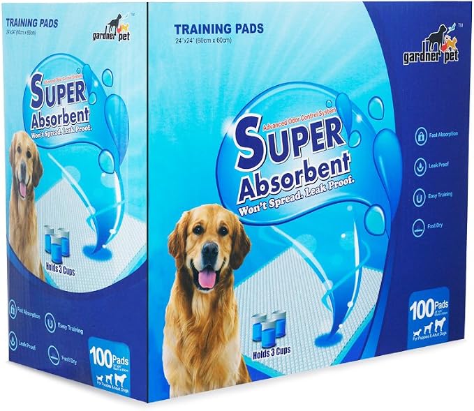 Petfamily Super-Absorbent 24 by 24 Inches Dog Training Pads - 100 Count of Pads