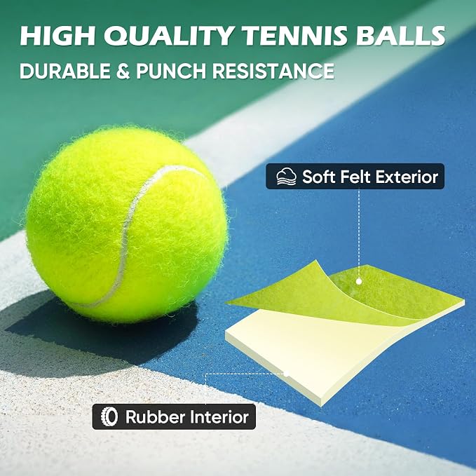Treeroot 16/30/40/60 Pcs Tennis Balls, High Elasticity Tennis Balls Bulk, Comes with a Portable Mesh Bag, Tennis Ball for Dogs, Suitable for Beginner Training Ball, Durable & Bounce