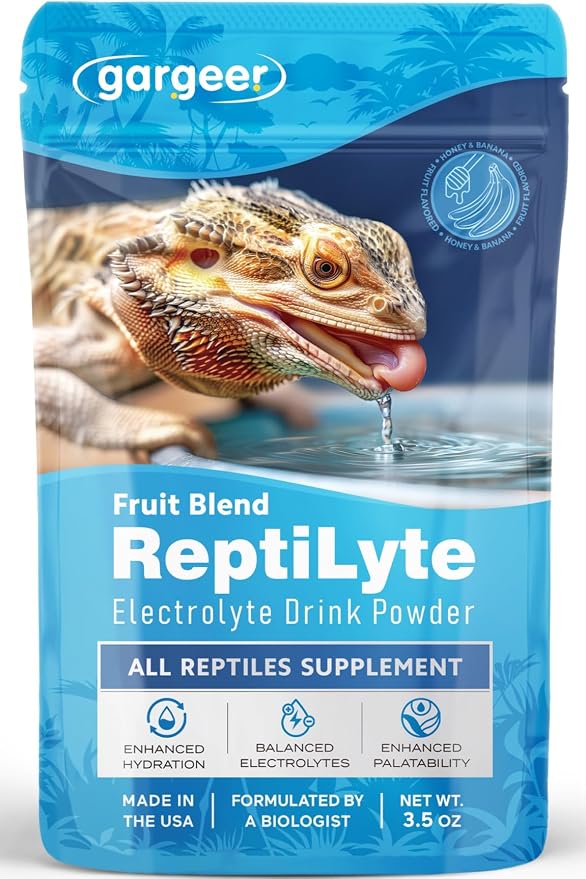 Gargeer 'ReptiLyte' Electrolyte Drink Supplement with Fruit for Reptiles | Hydration & Palatability Boost | Bearded Dragons, Geckos, Lizards, Tortoises | Made in USA. Enjoy!