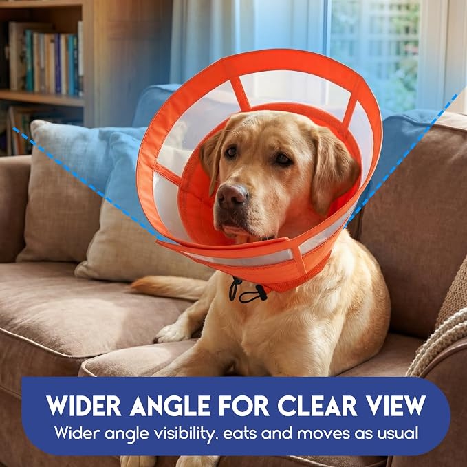 ASENKU Dog Cone Collar, Protective Recovery Dog Collar After Surgery, Comfy Adjustable Cone for Dogs to Stop Licking, Pet E-Collar for Small, Medium & Large Dogs(Orange, XL)