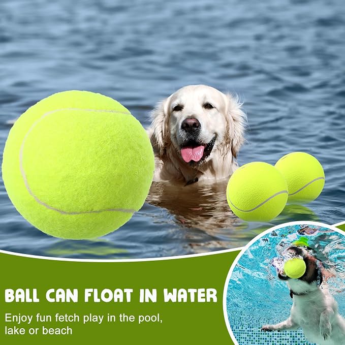 Blueweenly 8 Pack Dog Tennis Balls, 4 Large 9.5" 4 Small 2.5" Tennis Balls for Dogs, Outdoor Herding Dog Toys with Inflation Needle, Pet Birthday Sports Gifts for Small Medium Large Dogs
