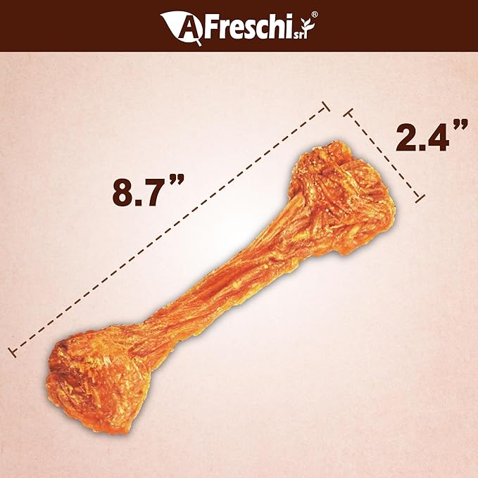 A Freschi srl Turkey Tendons for Dogs, Long-Lasting, Hypoallergenic Rawhide Alternative, Human Grade, Healthy Puppy Chews, Natural Dog Treats for Large Dogs, Bone (L), 4 Count Pack