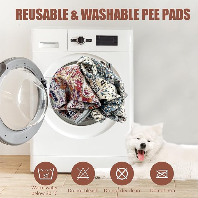 Washable Pee Pads for Dogs with Non-Slip Rug Pad, (2 Pack, 36"x42") Reusable Puppy Pads Super Leakproof Dog Traning Pads Whelping Pad for Dogs, Puppies, Doggie(Red-1)