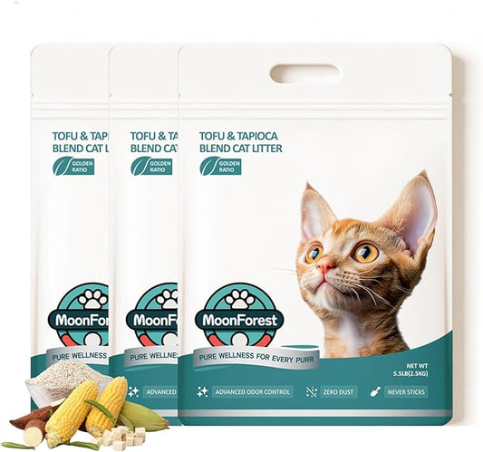 Tofu Cat Litter, Clumping, Low Dust, Natural Odor Control (5.5lb×3bags)