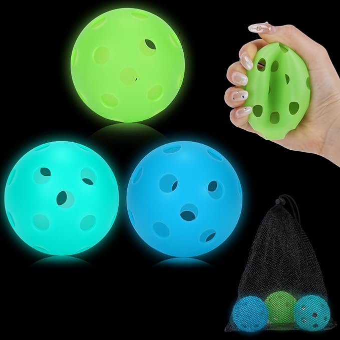 Coopay 3/6/12 Pack Practice Balls Glow in The Dark Baseballs Plastic Soft Baseballs with Drawstring Bag for Indoor Outdoor Night Training, Backyard Games Batting Hitting Softballs