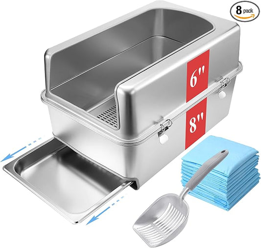 Pull-Out Sifting Cat Litter Box with Lid for Pine Pellets (23.5" L x 15.6" W x 14" H)