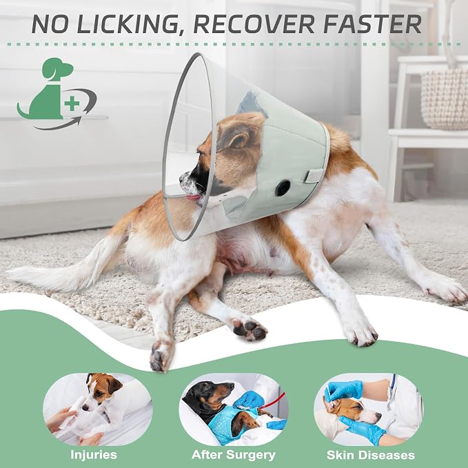 Dog Cone Collar to Stop Licking with Soft Liner, Comfortable Elizabeth Recovery Collar for Large Medium Dogs After Surgery, Pet Neck Head Cone Alternative,XS