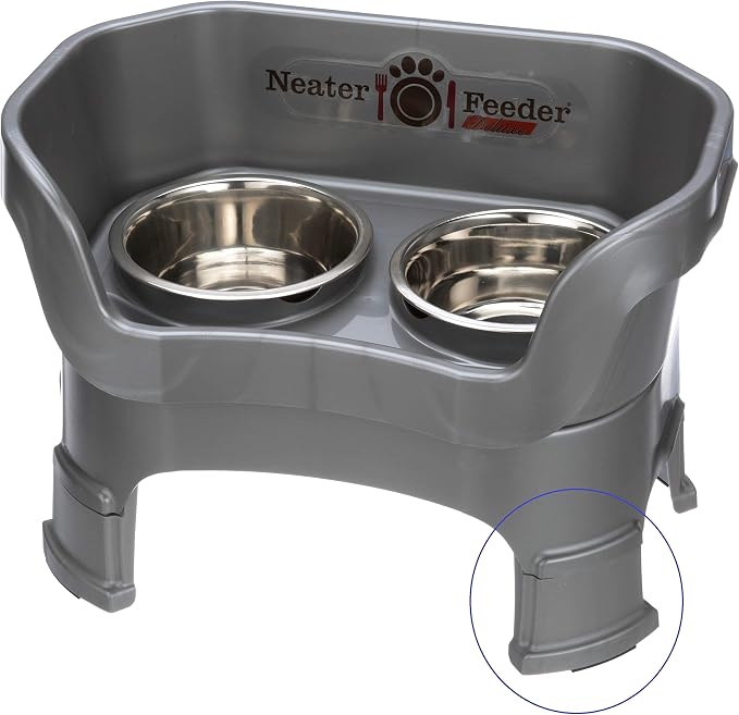 Neater Pets Neater Feeder Deluxe with Leg Extensions Mess-Proof Food & Water Bowls with Neater Mat Waterproof Silicone Mat - Protect Floors from Food & Water