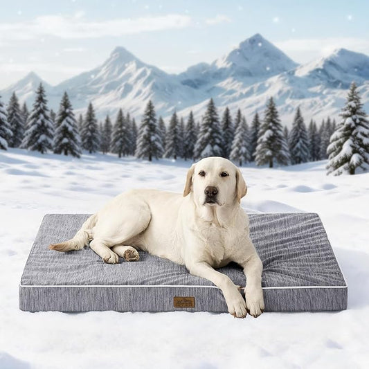 COZY KISS Large Cooling Orthopedic Dog Bed, Waterproof Egg Crate Foam Pet Bed with Removable Washable Cover, 44x32x4in,Dark Grey