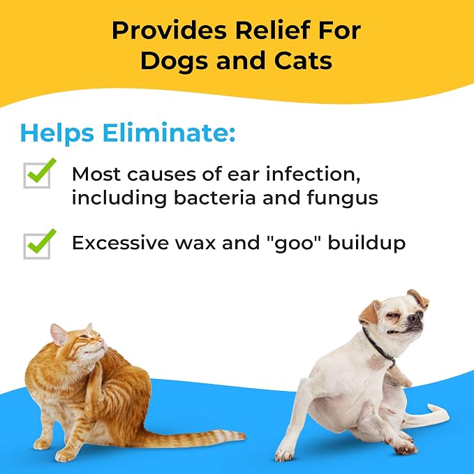 Smiling Paws Pets Comprehensive Pet Care Bundle: Tris Flush Dog & Cat Ear Cleaner Solution with Advanced Cat & Dog Skin Treatment Wipes