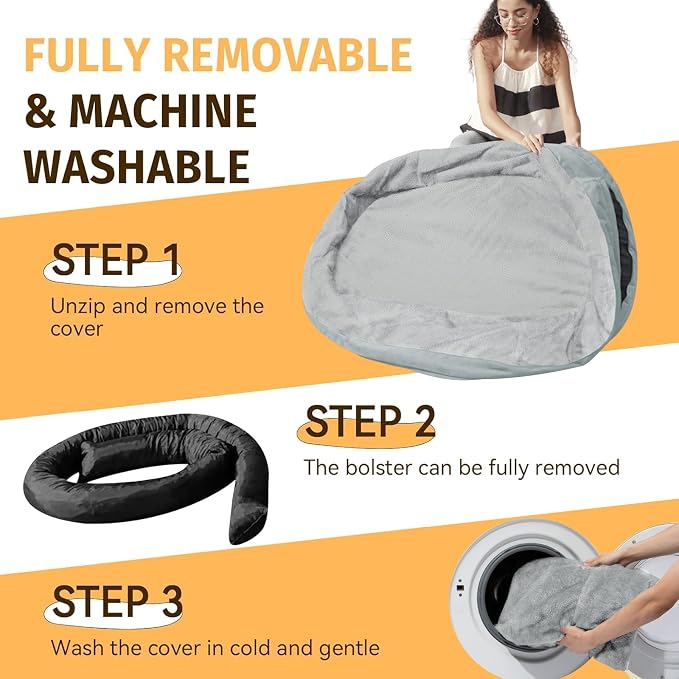 Orthopedic Dog Bed for Extra Large Dogs, XL Waterproof Dog Bed with Bolsters, Supportive Egg Crate Foam Pet Couch Bed with Removable Washable Cover & Non-Slip Bottom, Silver