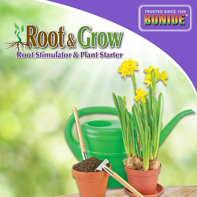 Bonide Garden Rich Root & Grow Root Stimulator & Plant Starter, 32 oz Concentrate 4-10-3 Fertilizer for Transplanting