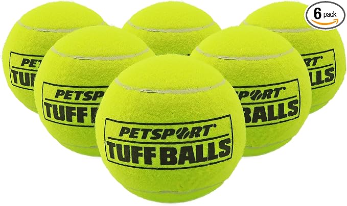 PetSport Giant Tuff Ball - Giant Tennis Balls for Dogs, Great for Boredom & Aggressive Chewers, Tennis Balls for Large Dogs, Certified Non-toxic, Wonâ€™t Wear Down Teeth - 4" (6 pack)
