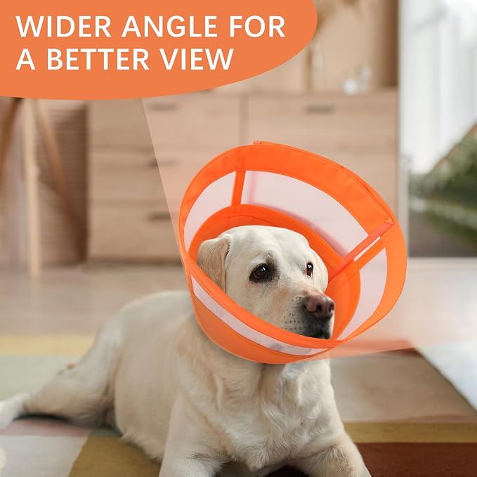ASENKU Dog Cone Collar, Soft Adjustable Cone for Dogs to Stop Licking, Lightweight Recovery Dog Cone After Surgery, Pet E-Collar for Small, Medium & Large Dogs(Orange,L)