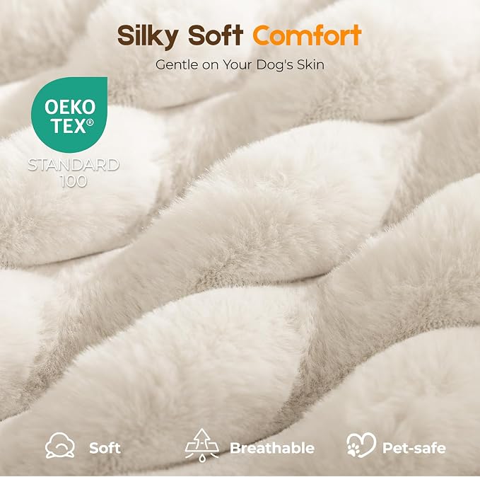 Orthopedic Dog Bed for Extra Large Dog, Waterproof Pet Bed for Crate,Non-Slip Bottom and Egg-Crate Foam with Removable Washable Cover Crate Bed,Cream,41"x27"x4"