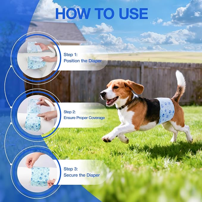 Male Dog Diapers with Wetness Indicator, Disposable Belly Band for Puppy Male Diapers, Doggie Wraps for Puppy Training, Incontinence (M, 52 Count)
