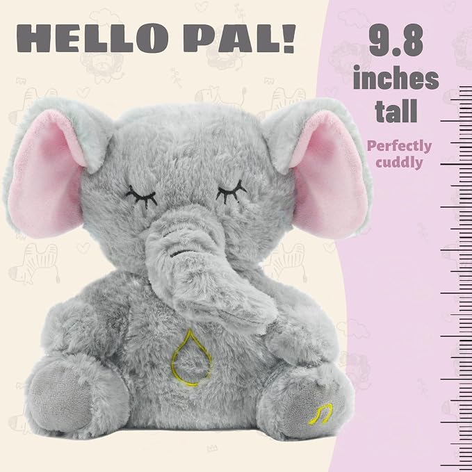 rytopt Breathing Stuffed Animal, Simulated Breathing Sounds, Elephant Stuffed Animal, 4 Gear Adjustment, Volume Control & Music