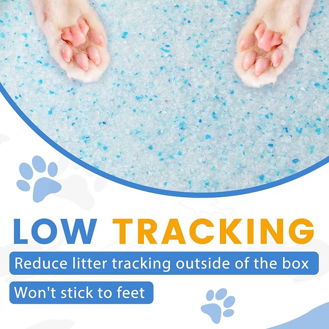 NEWORD Non-Clumping Crystals Cat Litter, Superior Odor Control Silica Gel Litter, Low Tracking & Dust-Free, Soft-On-Paws, Lightly Scented, 14 lbs (2 Packs of 7lb Bags)