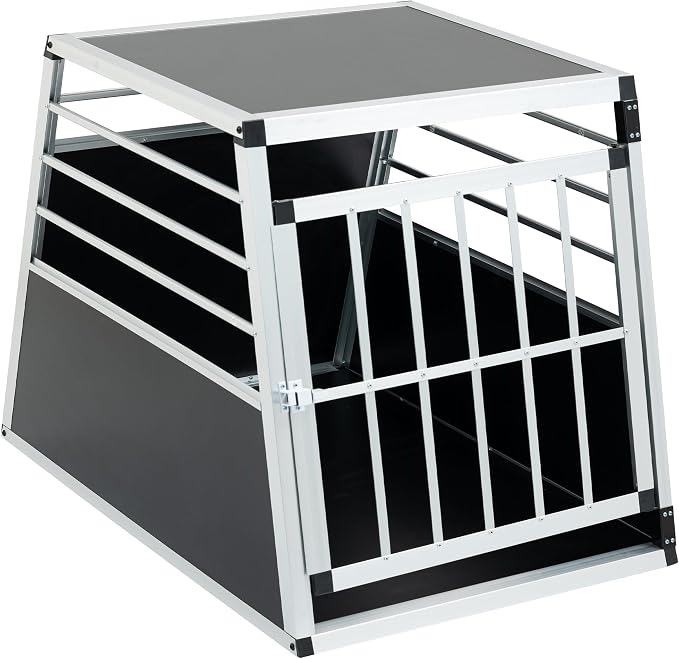 Premium Aluminum Pet Transport Box – Heavy-Duty, Ventilated, Lockable Travel Crate for Dogs & Cats – Space-Saving Trapezoidal Design, Portable Car Carrier with Durable Construction