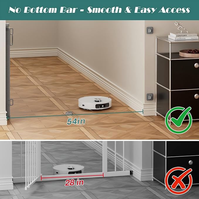 Babepai Retractable Baby Gates No Drilling | 54" Wide x 34" Tall Dog Gates for Stairs | Indoor/Outdoor Use | Child Gates for Doorways, Deck, Porch, Hallways, Patio - Gray