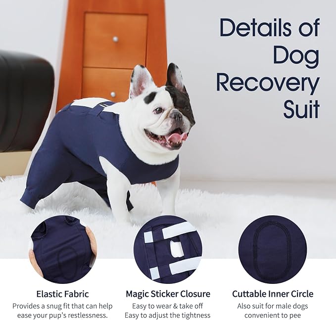 IECOii Surgery Suit for Dogs - Male Dog Neuter Suit, Anti Licking Wounds Dog Onesie for Large Dogs, Post-Operative Vest - XXL-Blue