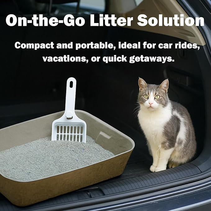 JINVOGREEN Disposable Litter Boxes for Cats, 8 Pack Cat Litter Trays for Travel, Temporary Use, or Liner – Leak-Proof, Eco-Friendly, Easy Clean-Up (16.1" x 12.4" x 3.7")