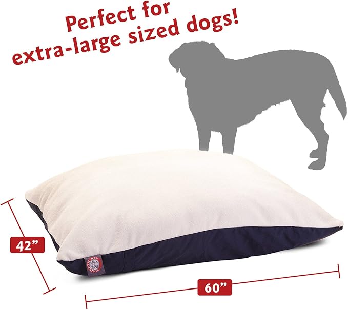 Majestic Pet Rectangle X-Large Dog Bed Washable – Removable Slipcover Pet Bed – Dog Crate Bed Super Value Pillow Dog Bed – Dog Kennel Bed for Sleeping - Dog Bed X-Large Breed 42 x 60 Inch – Blue