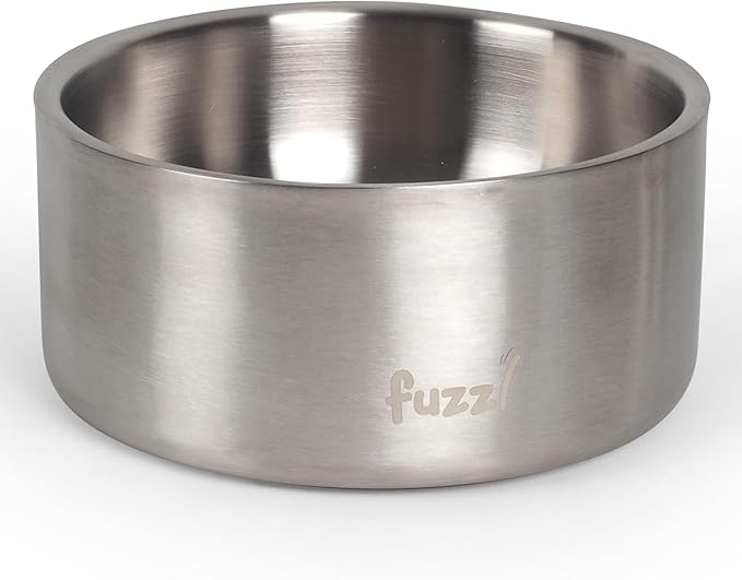 Fuzzl Titan Thermal Bowl 8 inch - Brushed Stainless Steel Insultated Thermal Bowl for Indoors and Outdoors with Rubber Base - Versatile Bowls and Dog Water Bowl for Hydration and Feeding